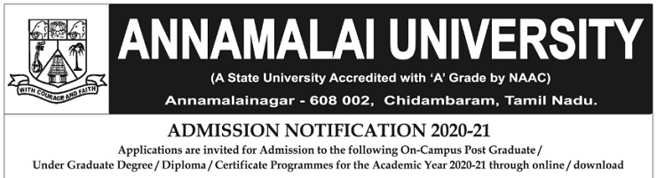 Annamalai University Application Form 2021 22 Dates Apply Online